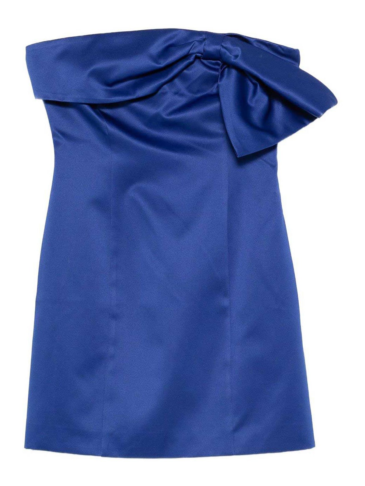 Rotate Birger Christensen Bow Detail Strapless Mini Dress In Blue