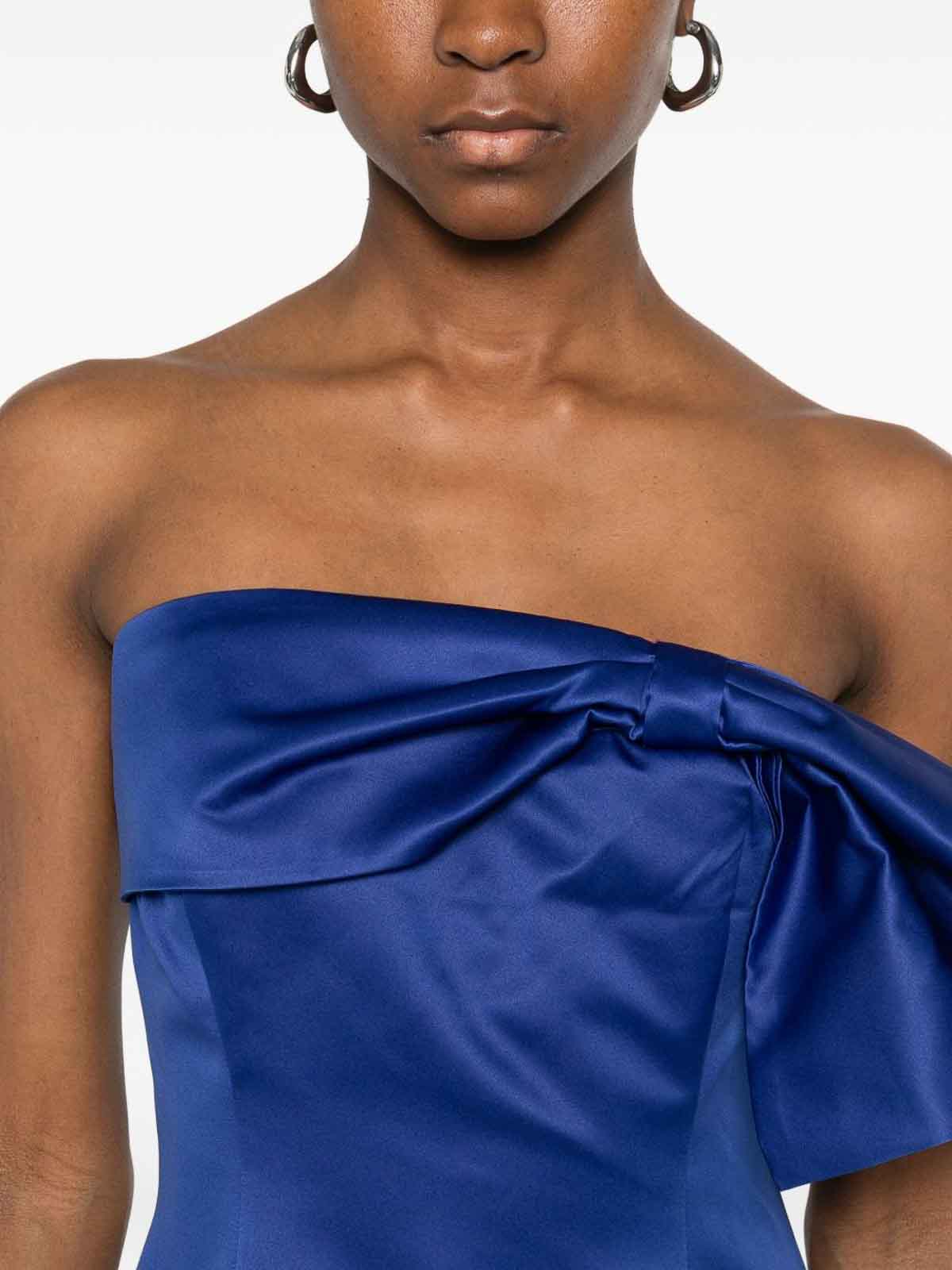 Rotate Birger Christensen Bow Detail Strapless Mini Dress In Blue