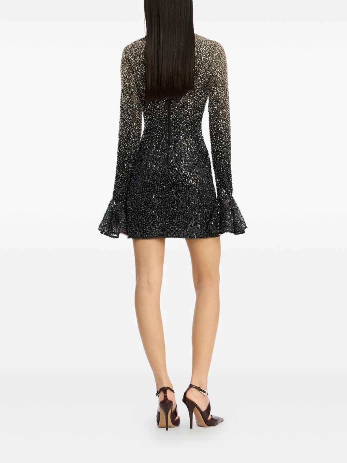 Rotate Birger Christensen Gradient Sequin Dress With Full Skirt Rotate In Gray