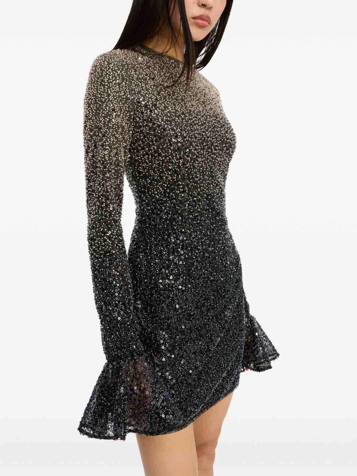 Rotate Birger Christensen Gradient Sequin Dress With Full Skirt Rotate In Gray