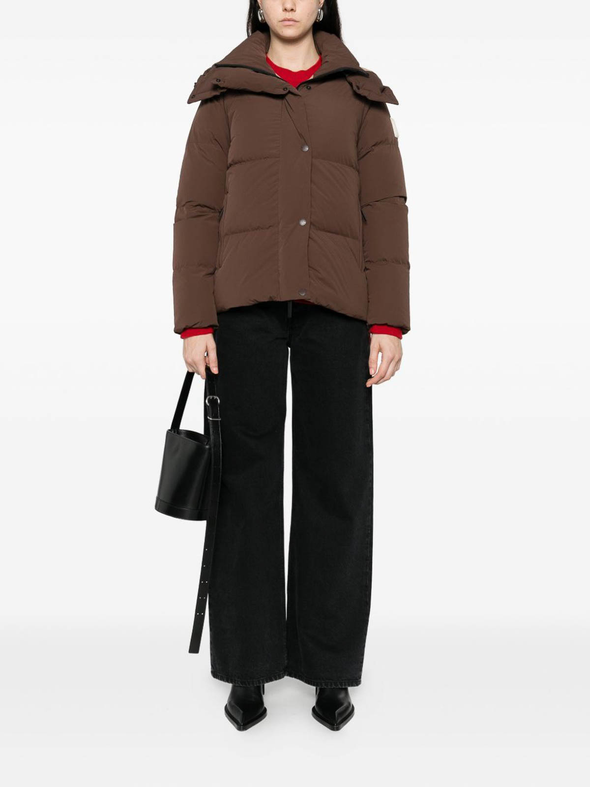 After Label Black Quilted Down Jacket In Brown