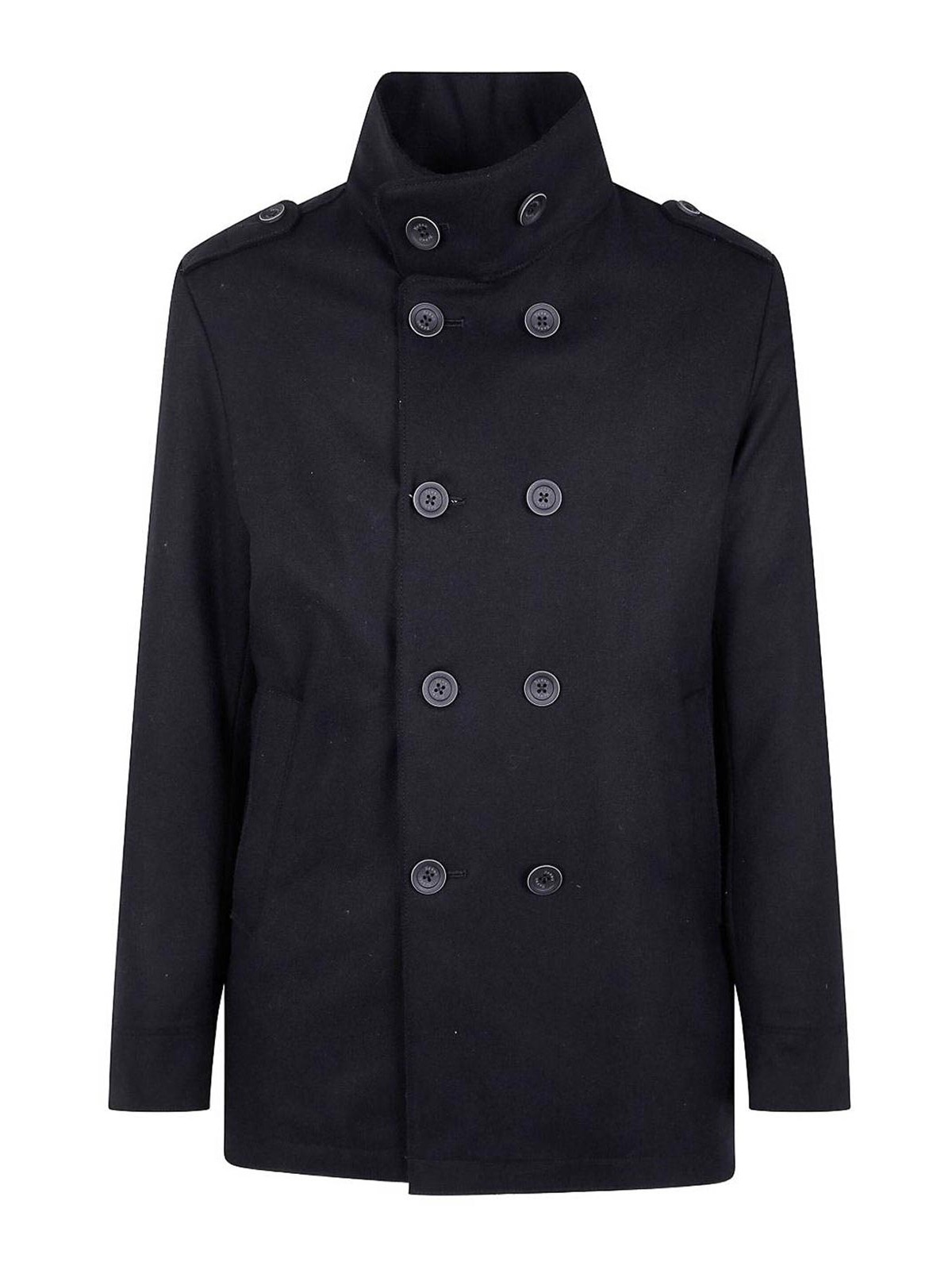 Herno "military Short Peacoat" Coat In Black
