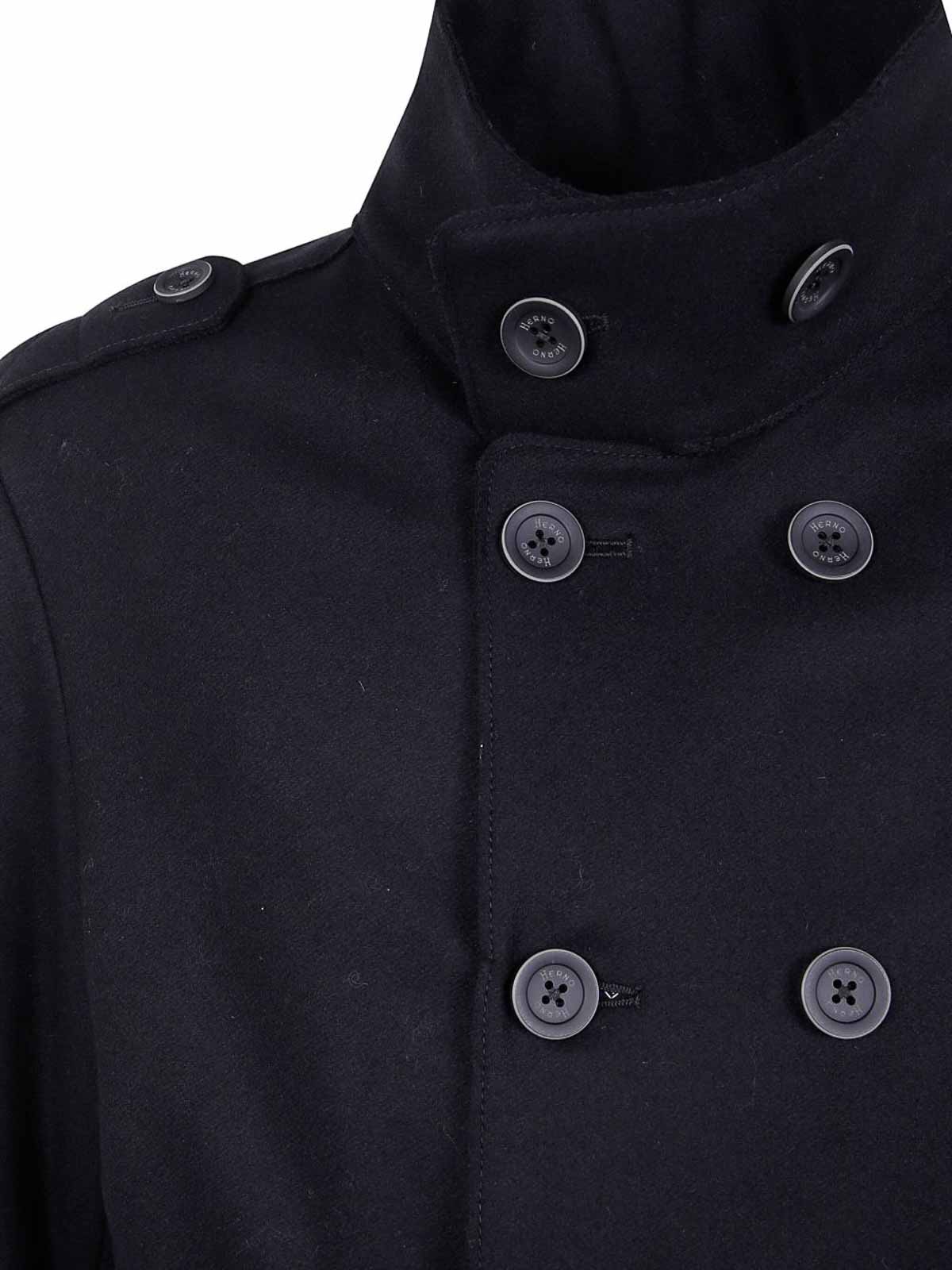 Herno "military Short Peacoat" Coat In Black