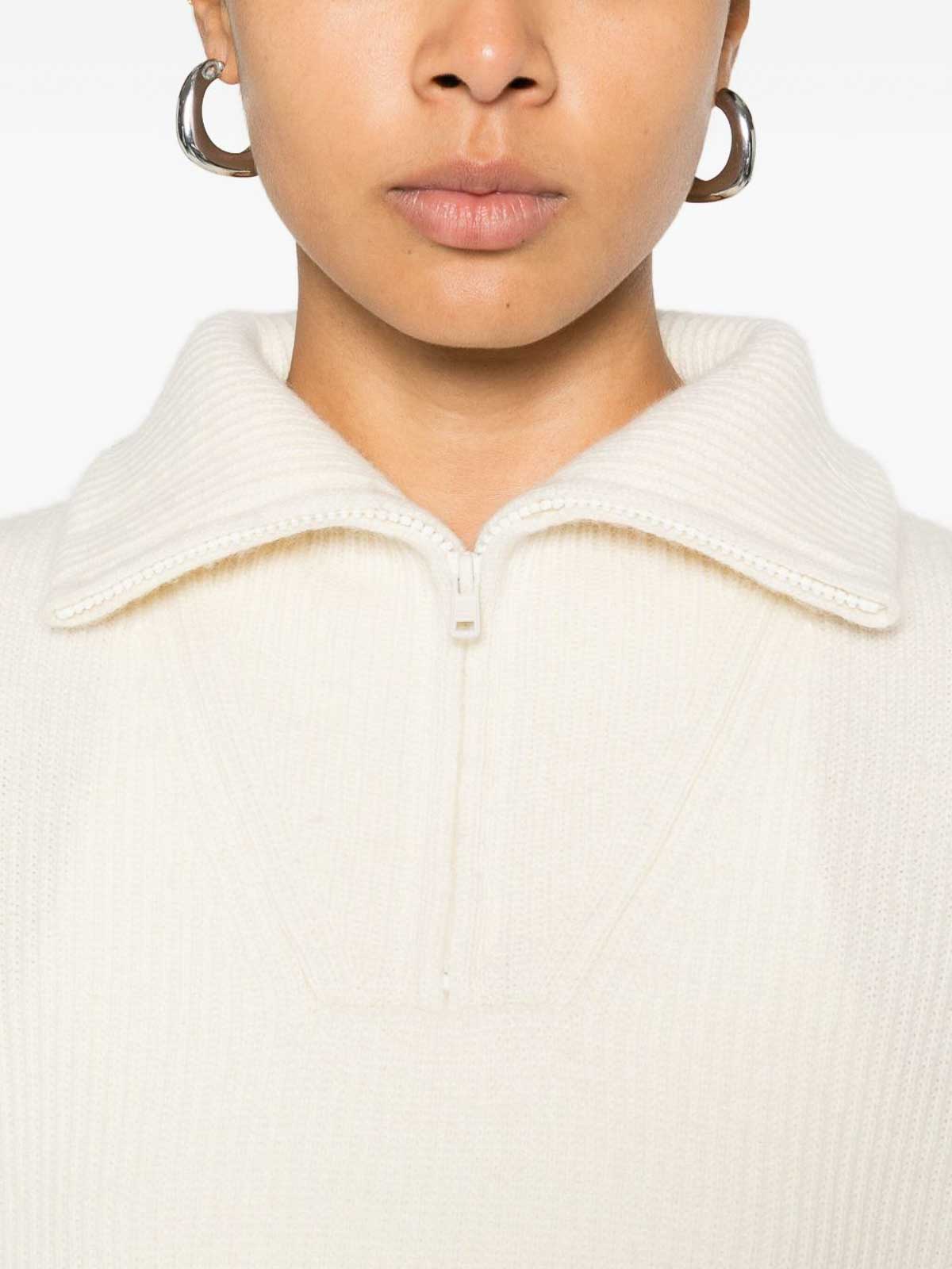 Ivory Paris Ivory Zip-up V-neck Sweater In White