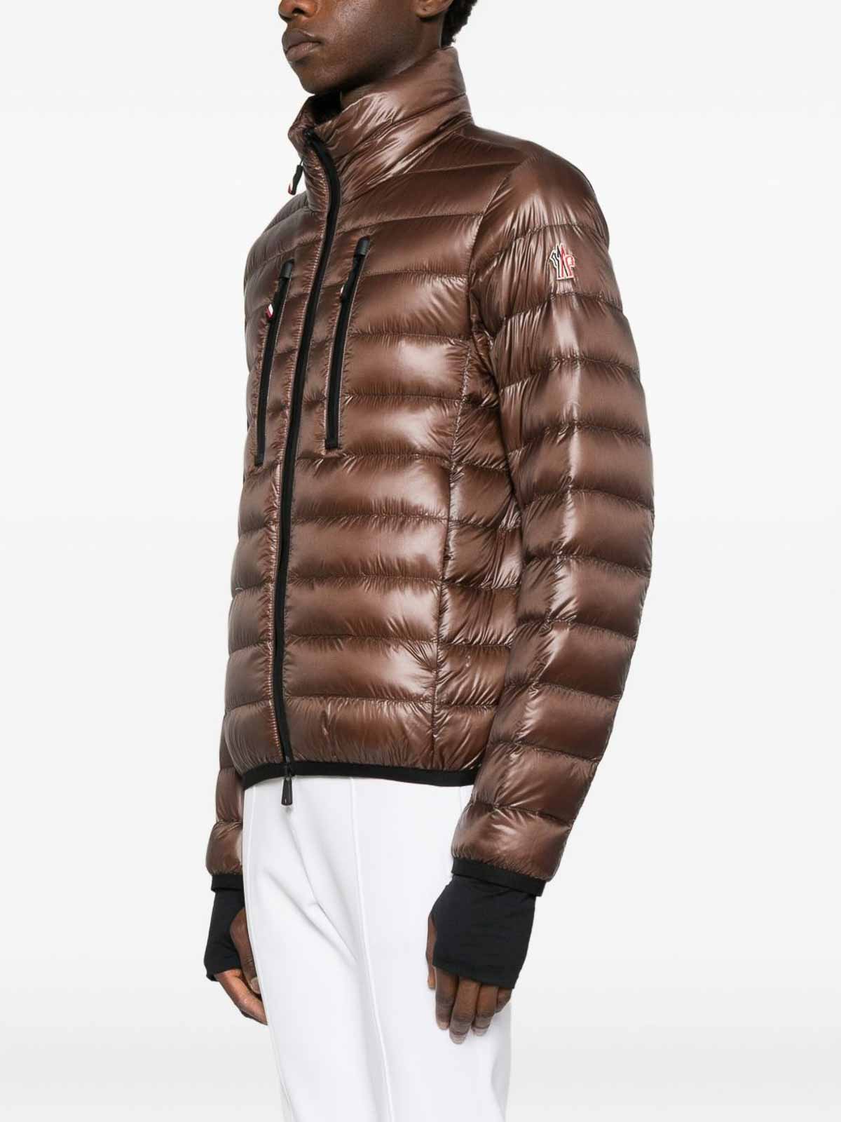 Moncler Brown Zip-up Down Jacket In Brown