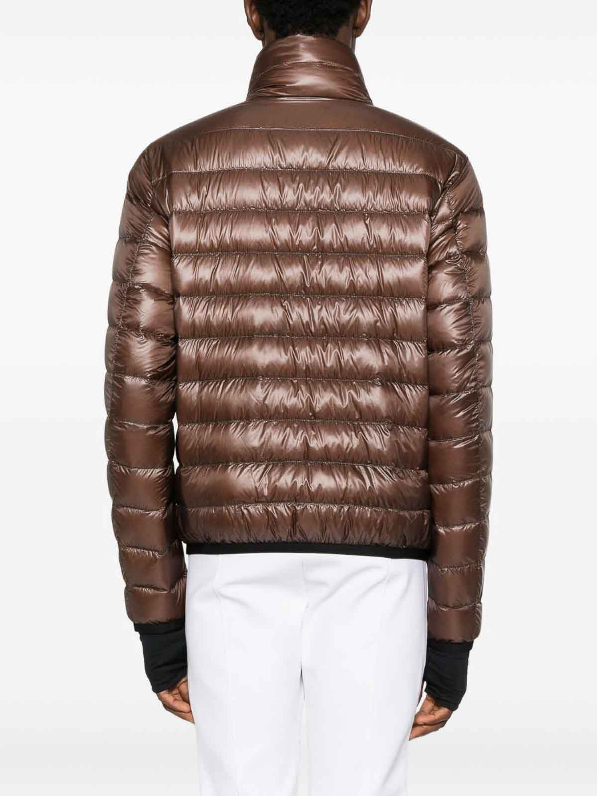 Moncler Brown Zip-up Down Jacket In Brown