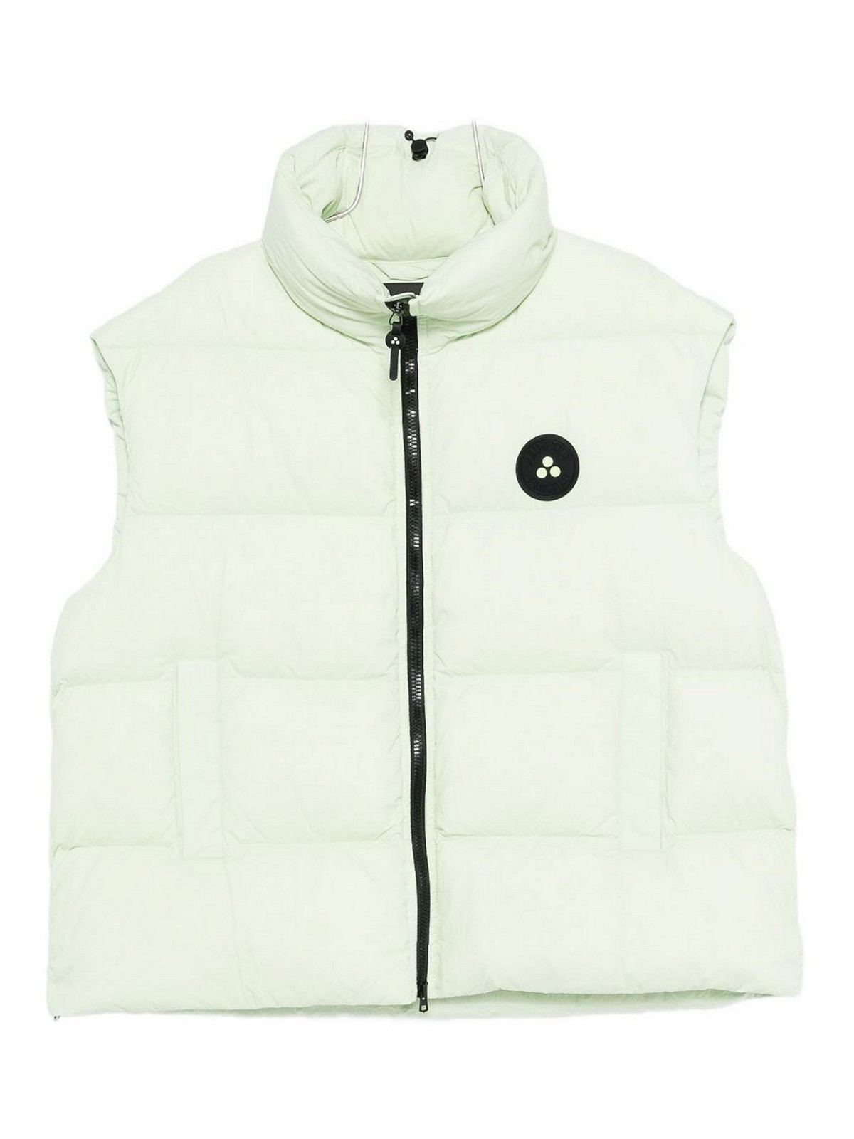 Peuterey White Padded High-neck Vest With Zip In Green