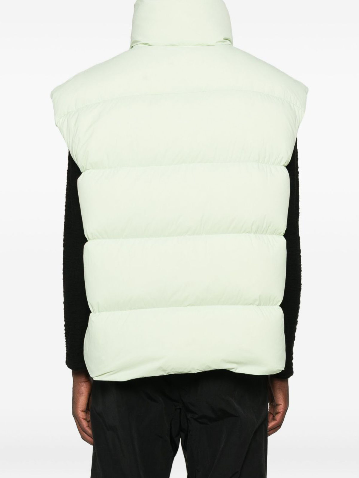 Peuterey White Padded High-neck Vest With Zip In Green