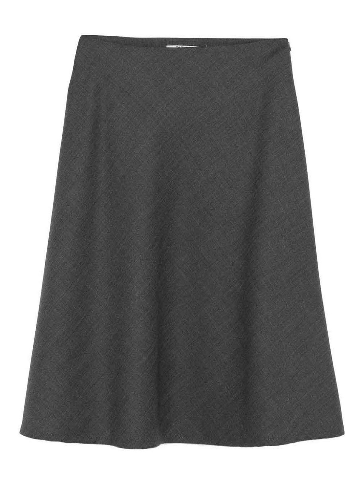 Tagliatore A-line Midi Skirt In Grey Wool In Gray