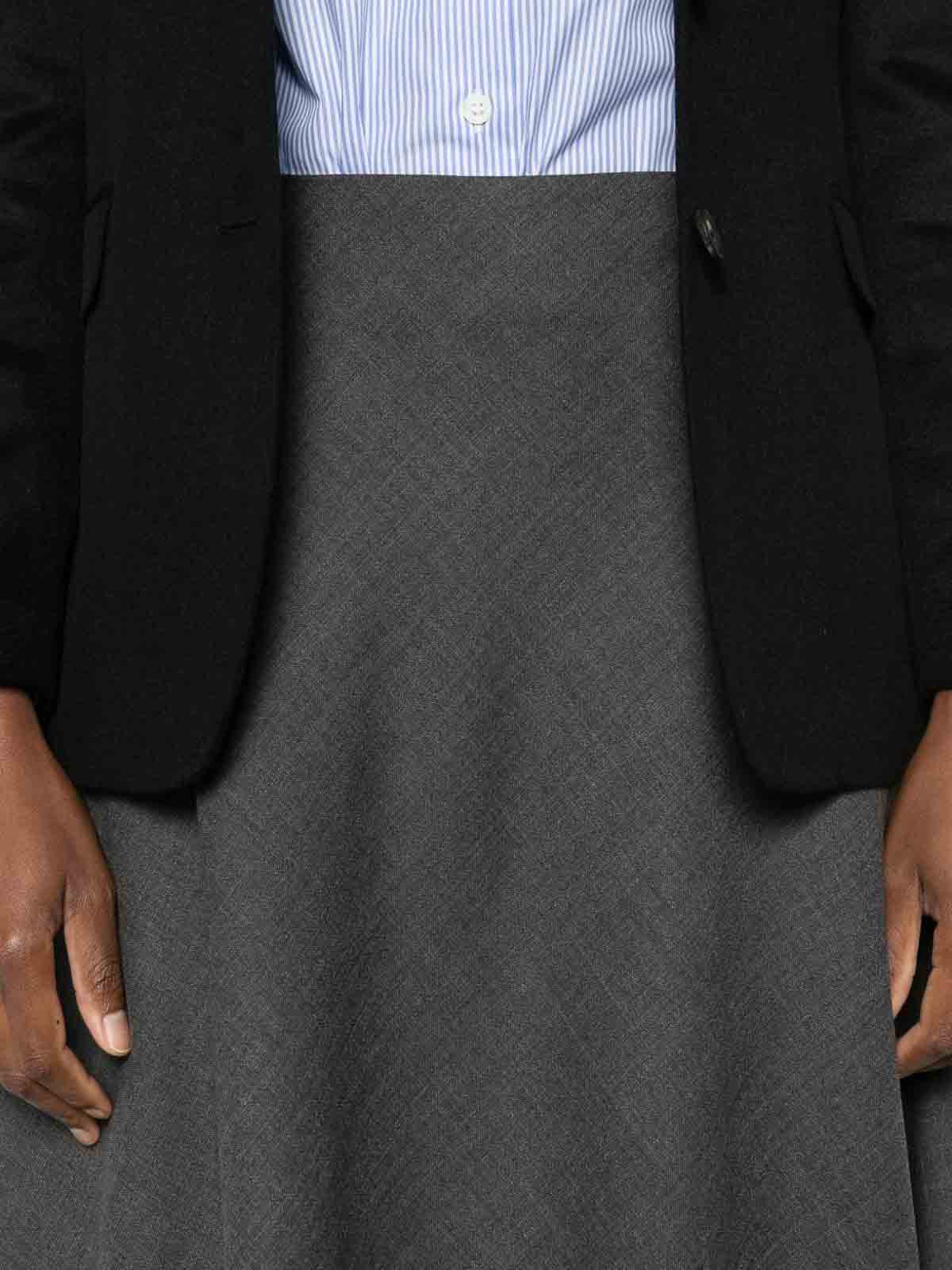 Tagliatore A-line Midi Skirt In Grey Wool In Gray