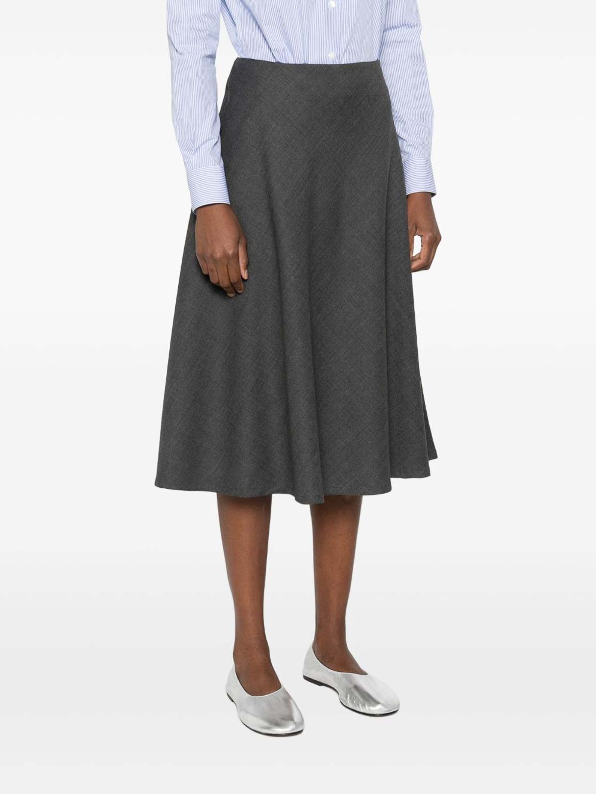 Tagliatore A-line Midi Skirt In Grey Wool In Gray
