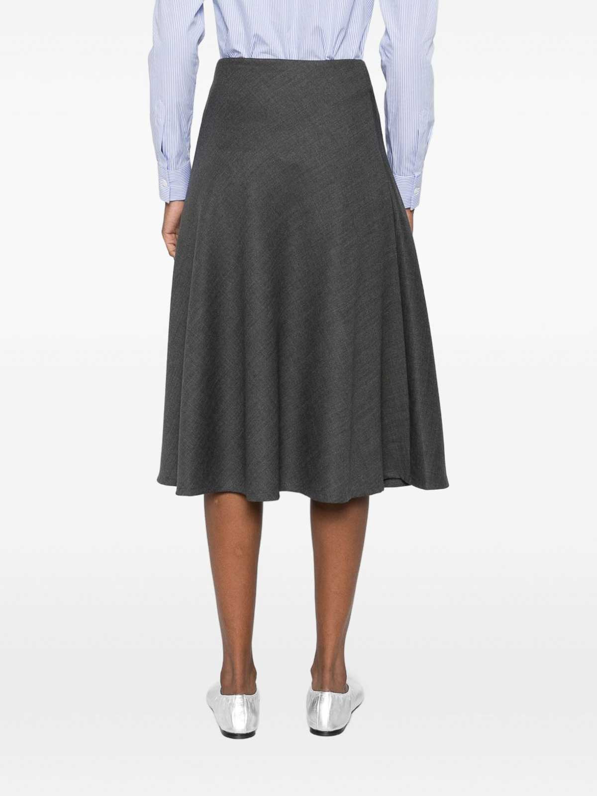 Tagliatore A-line Midi Skirt In Grey Wool In Gray