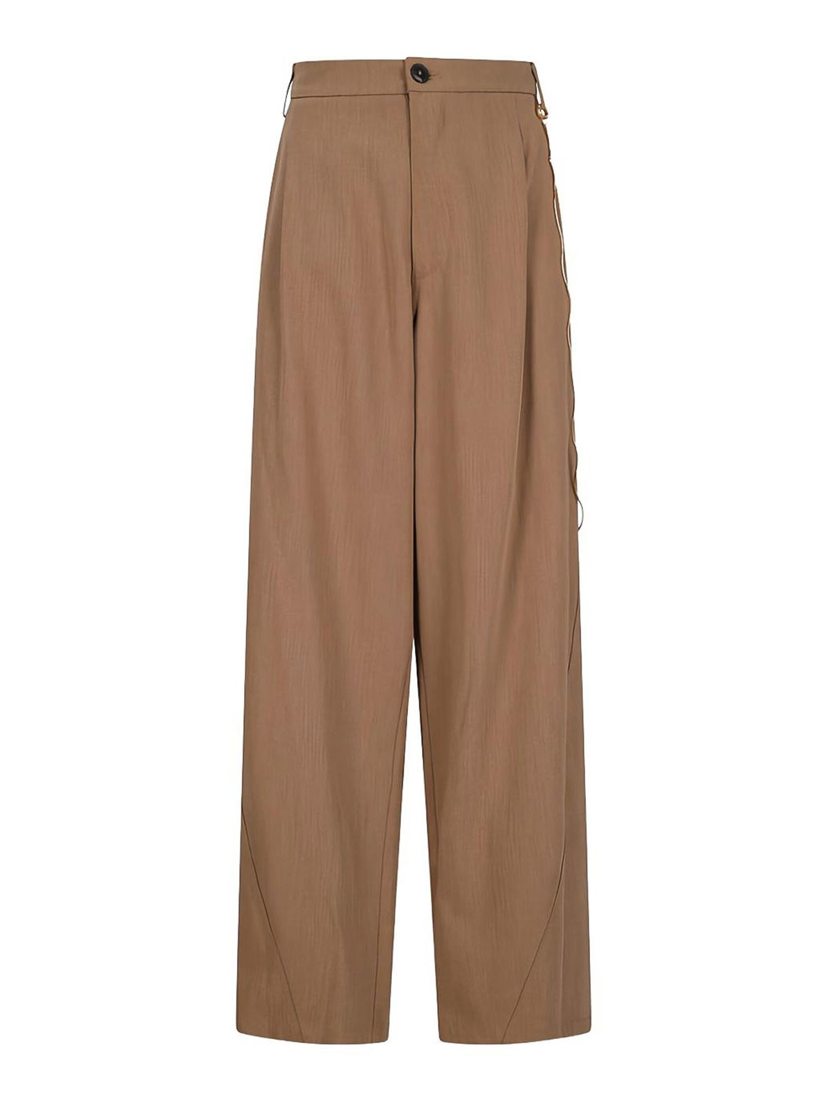 Darkpark Beige Trousers With Side Chain Detail In Nude