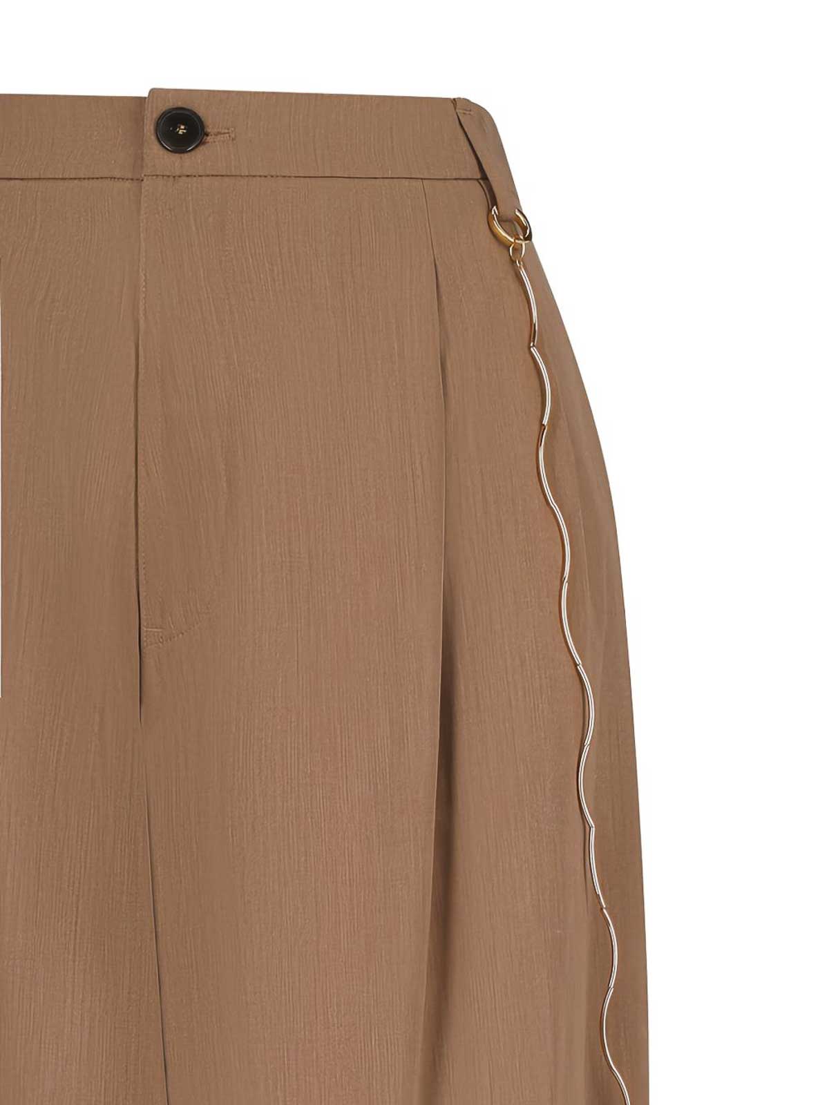 Darkpark Beige Trousers With Side Chain Detail In Nude