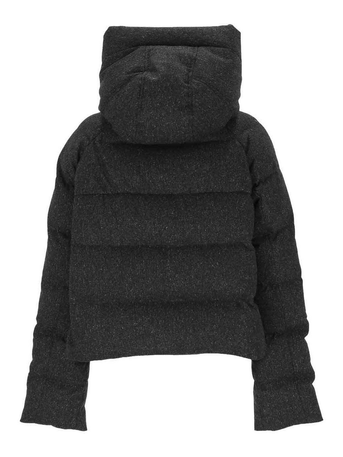 Peuterey Dark Grey Hooded Short Down Jacket In Gray