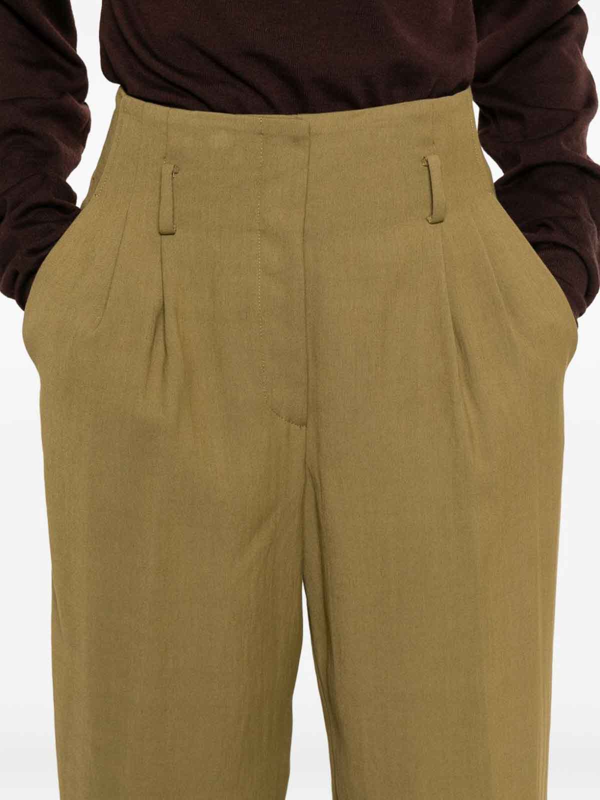 Forte Forte Pleated Wide-leg Trousers With High Waist In Green