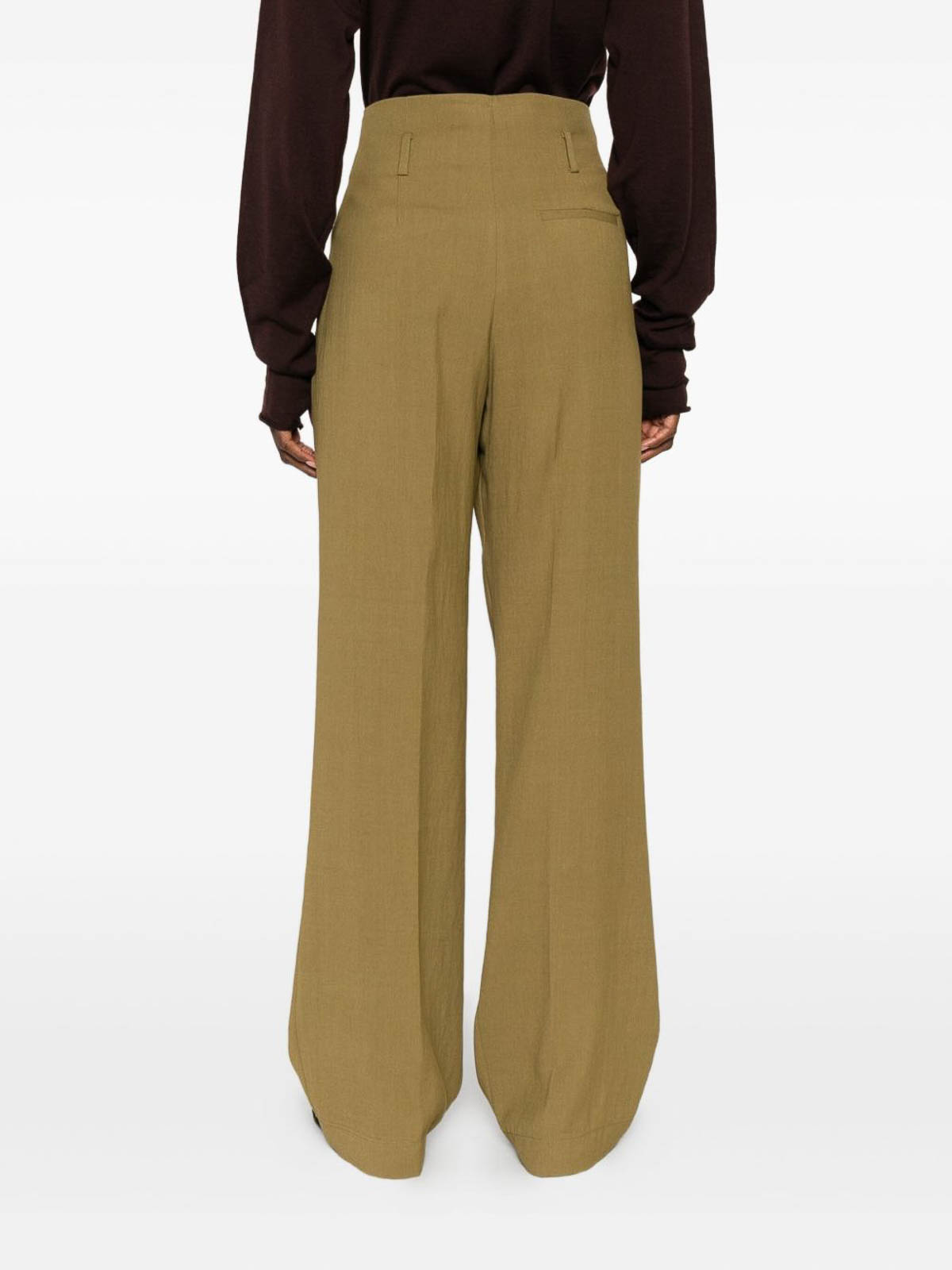 Forte Forte Pleated Wide-leg Trousers With High Waist In Green