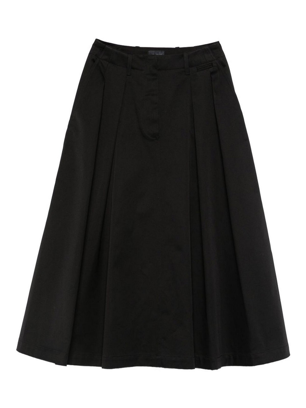 Moncler Pleated Design Mid-length Skirt In Black