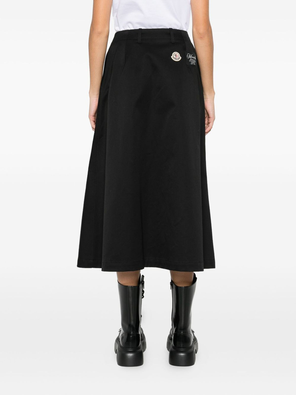 Moncler Pleated Design Mid-length Skirt In Black