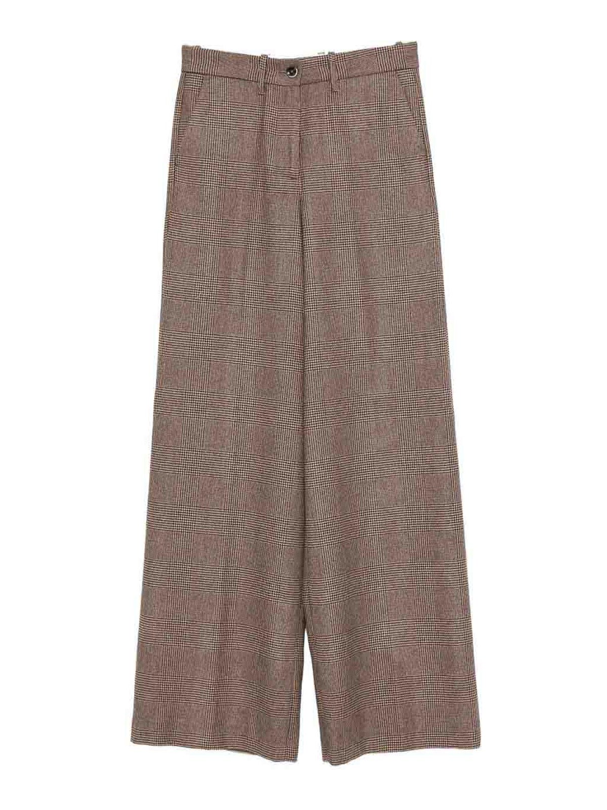 Nine In The Morning Karen Trousers In Prince Of Wales Pattern In Brown