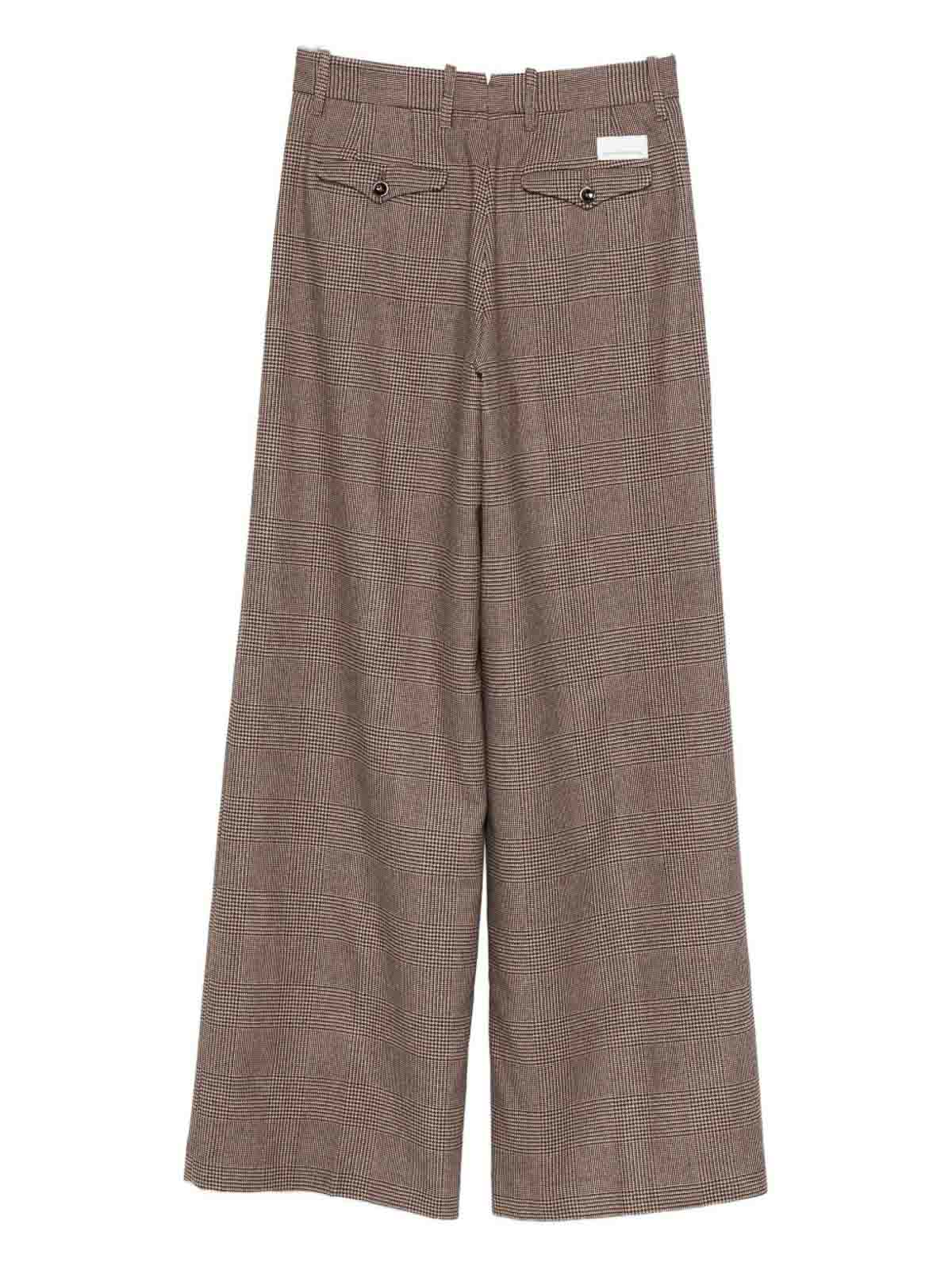 Nine In The Morning Karen Trousers In Prince Of Wales Pattern In Brown