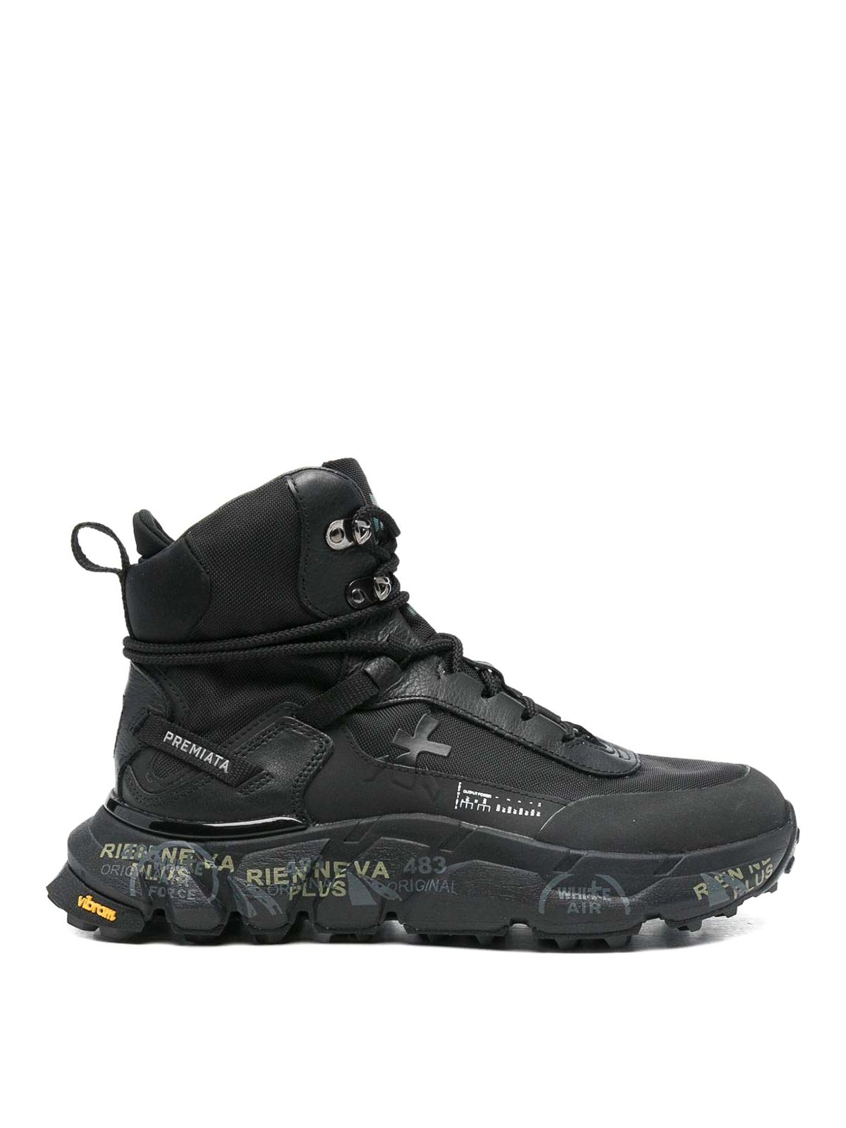 Premiata High Sneakers In Black Leather In Black