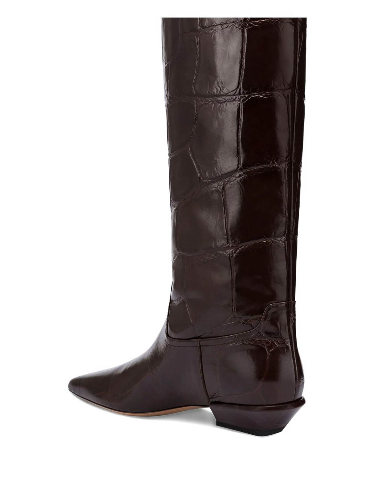 Paris Texas Brown Croc-embossed Leather Boots In Brown