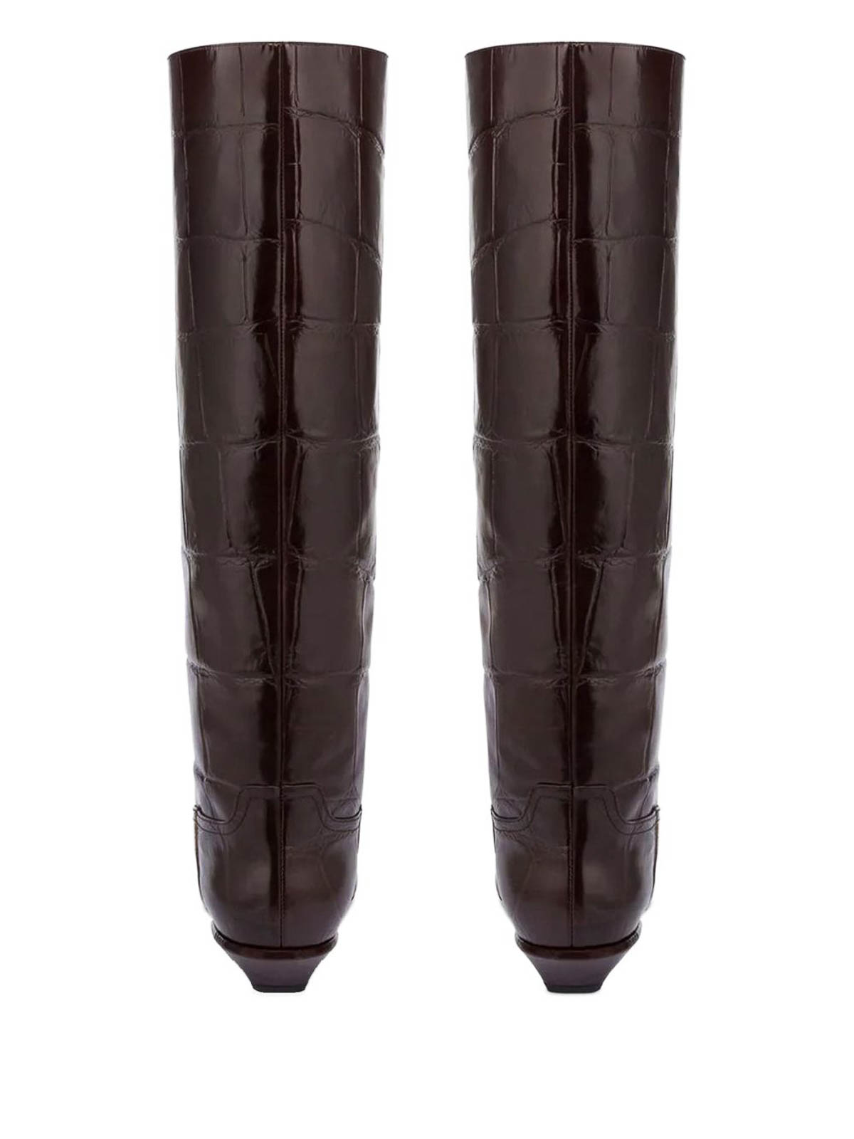 Paris Texas Brown Croc-embossed Leather Boots In Brown