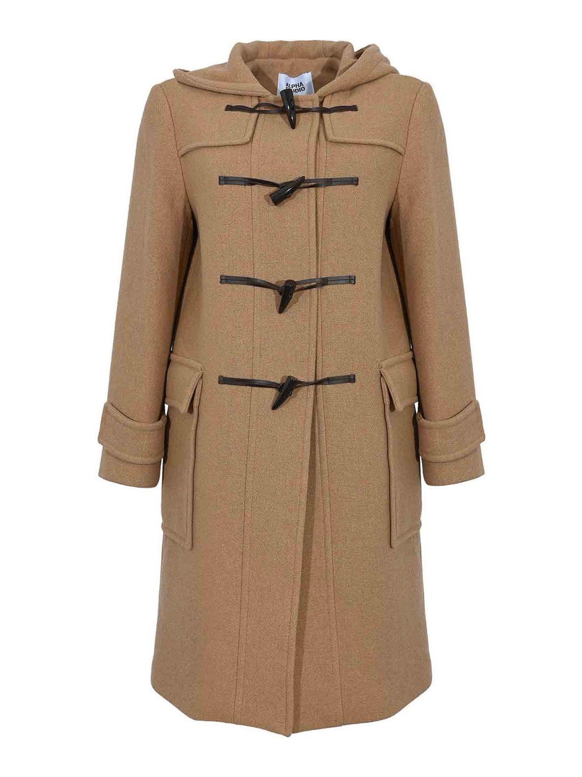 Alpha Studio Montgomery Coat In Wool Cloth In Brown