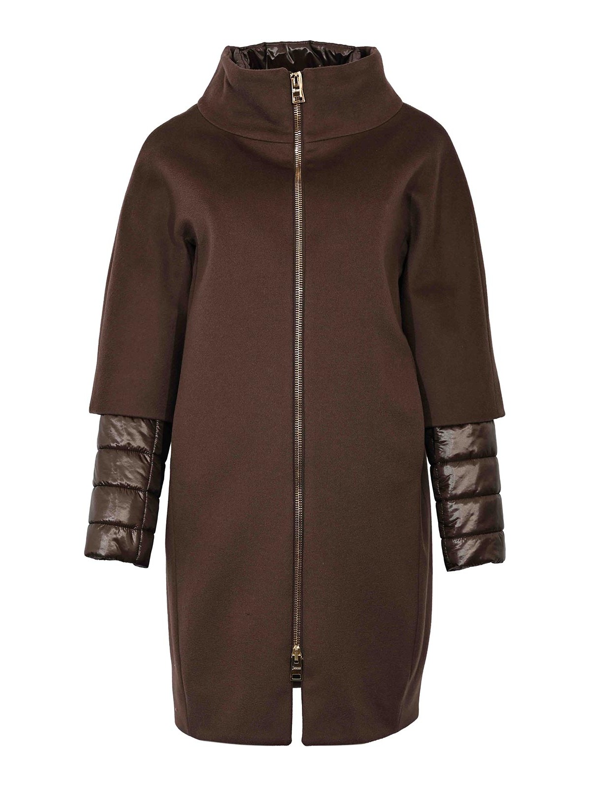 Herno Ultralight Nylon And Wool Coat In Brown