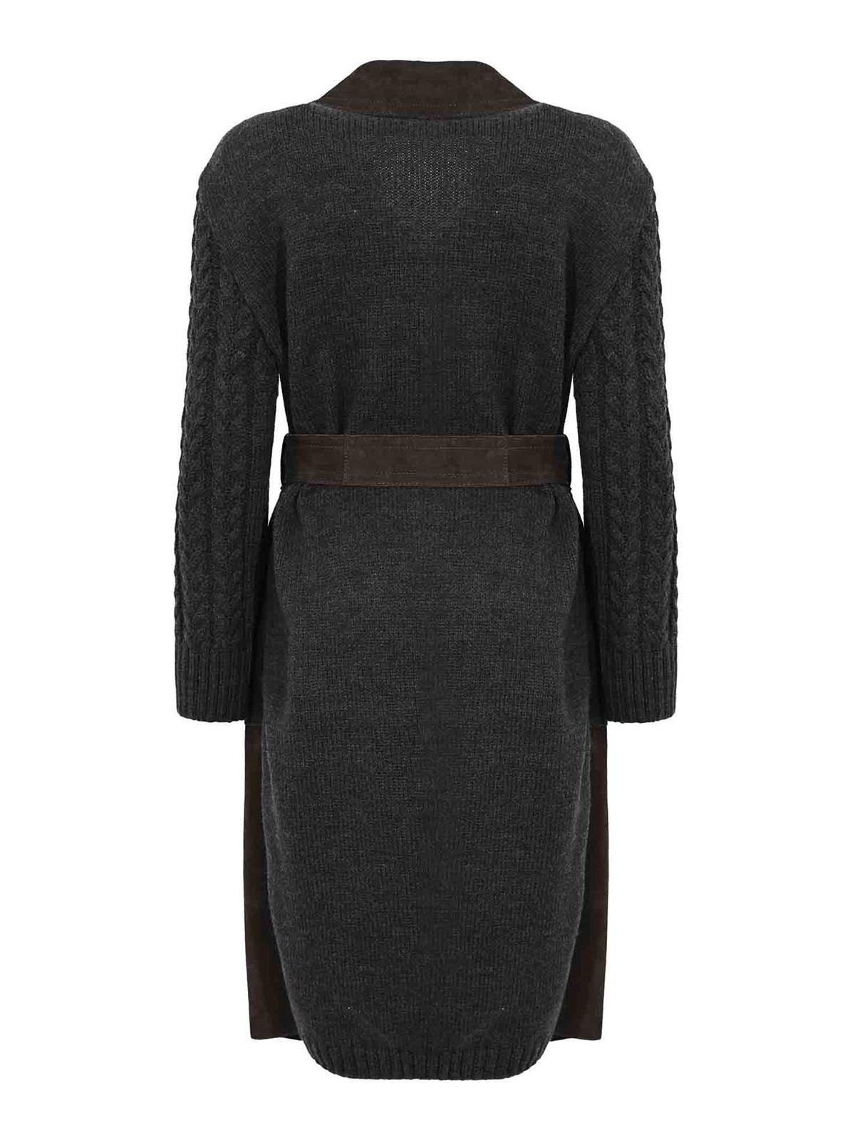 Leather Authority Meissa Trench Coat In Suede And Knit In Brown