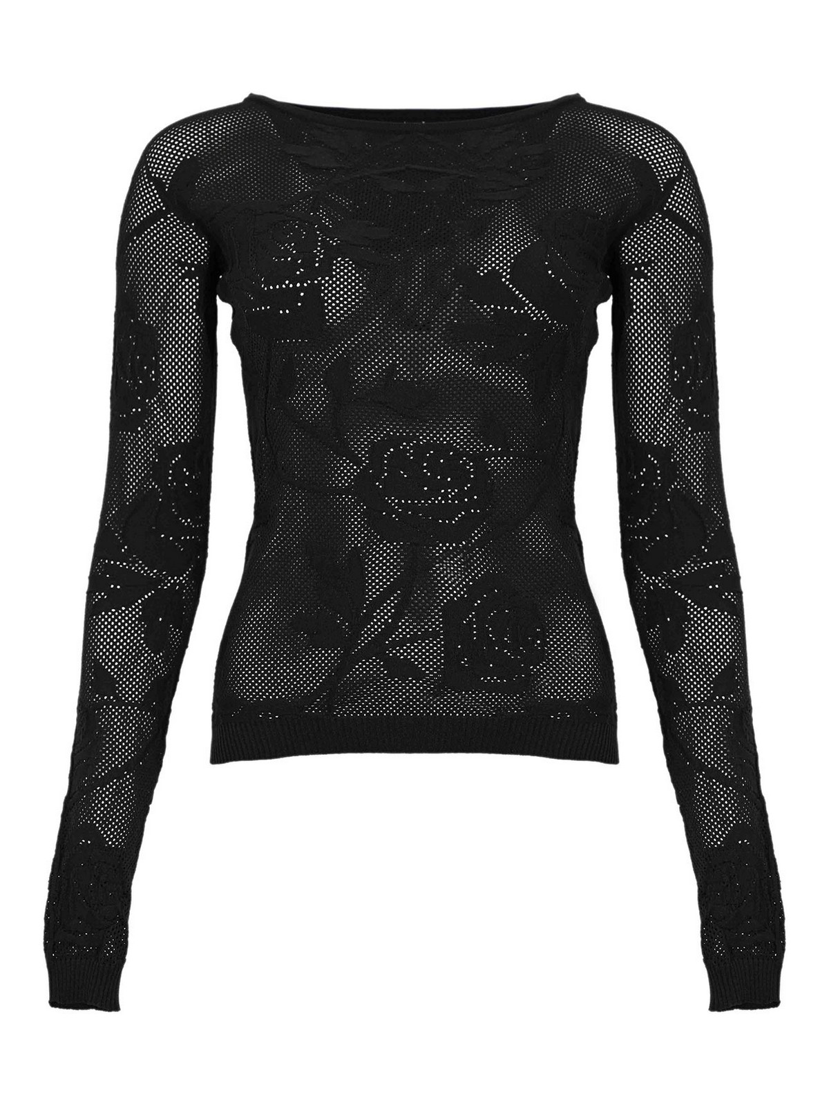 Liviana Conti Aivita Lace-effect Nylon Sweater In Black