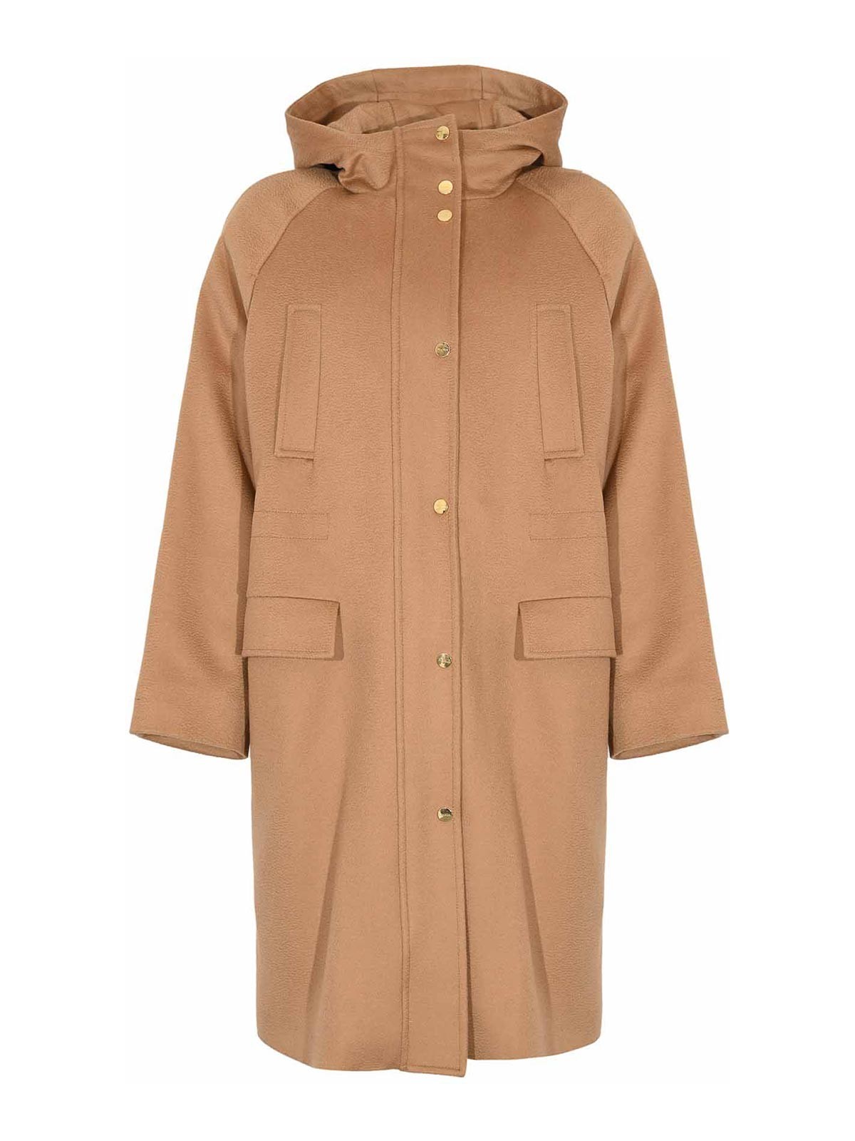 Max Mara Alcade Long Parka In Neutral
