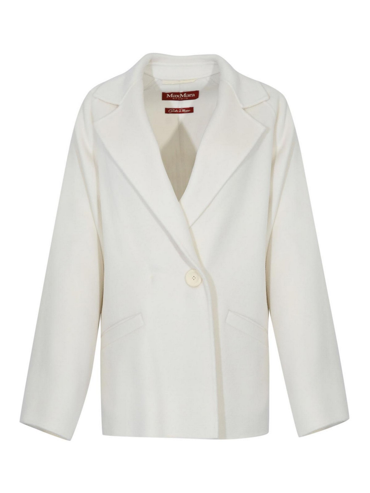 Max Mara Guinea Short Coat In Cashmere And Wool In White