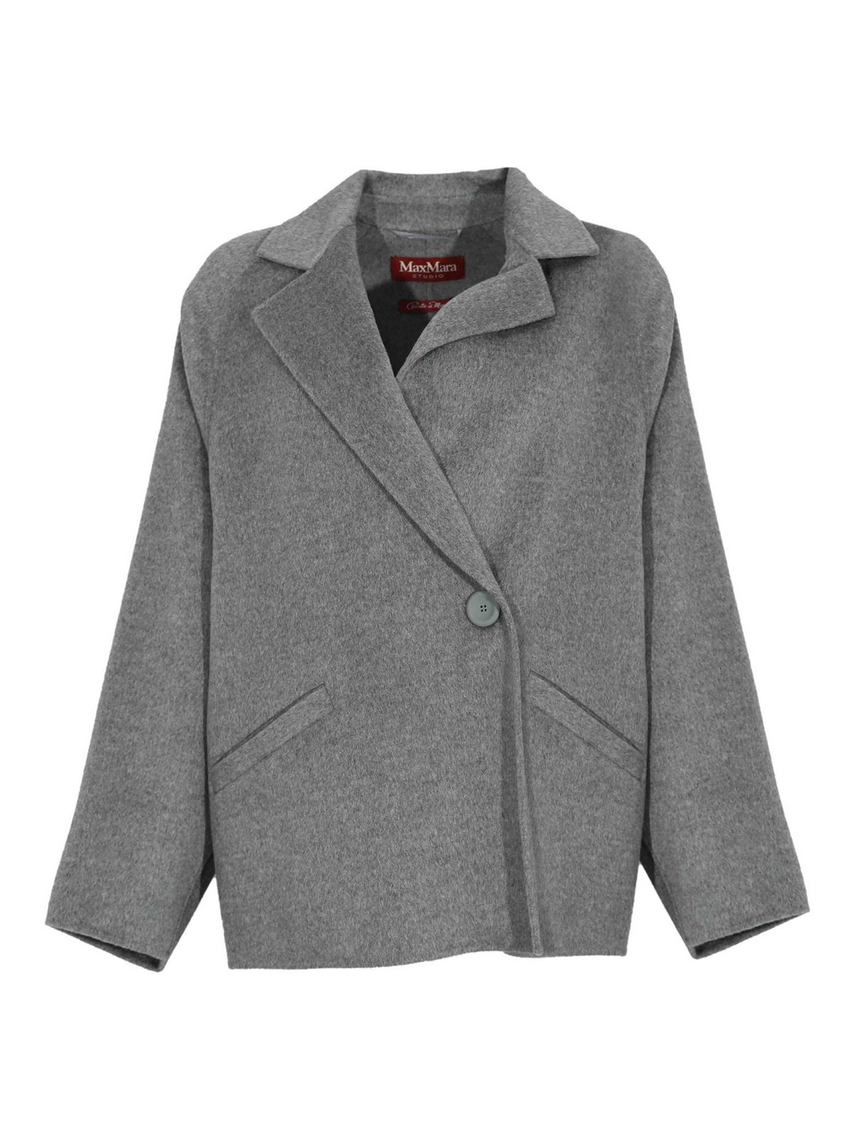 Max Mara Guinea Short Coat In Cashmere And Wool In Gray