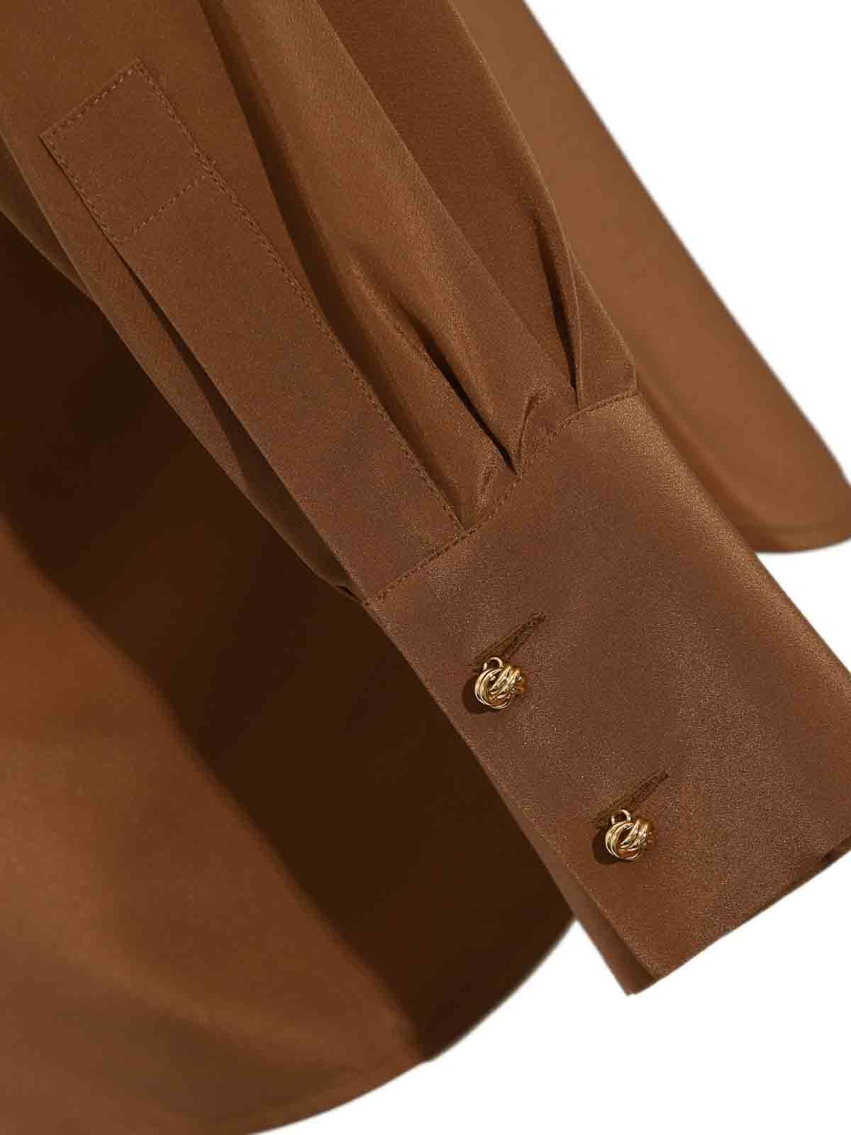 Max Mara Caco Blouse In Silk Crepe De Chine In Brown