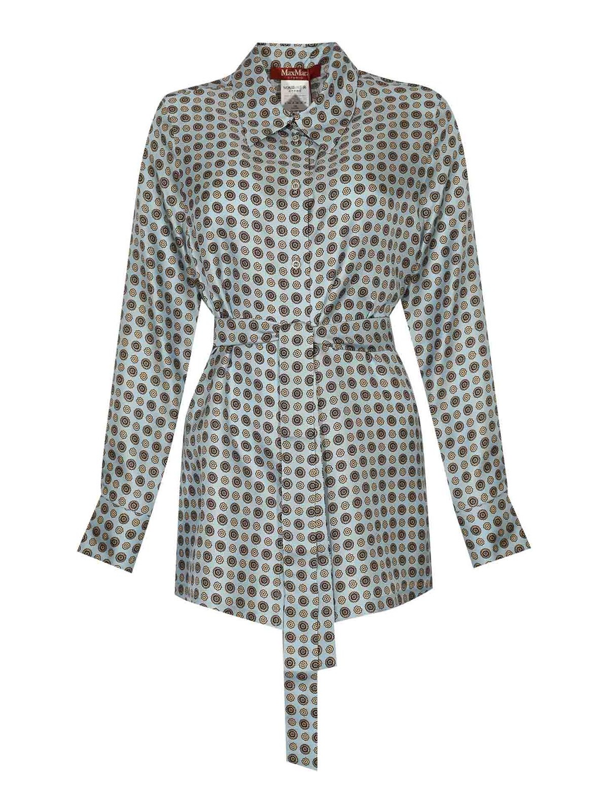 Max Mara Printed Silk Boccale Shirt In Blue