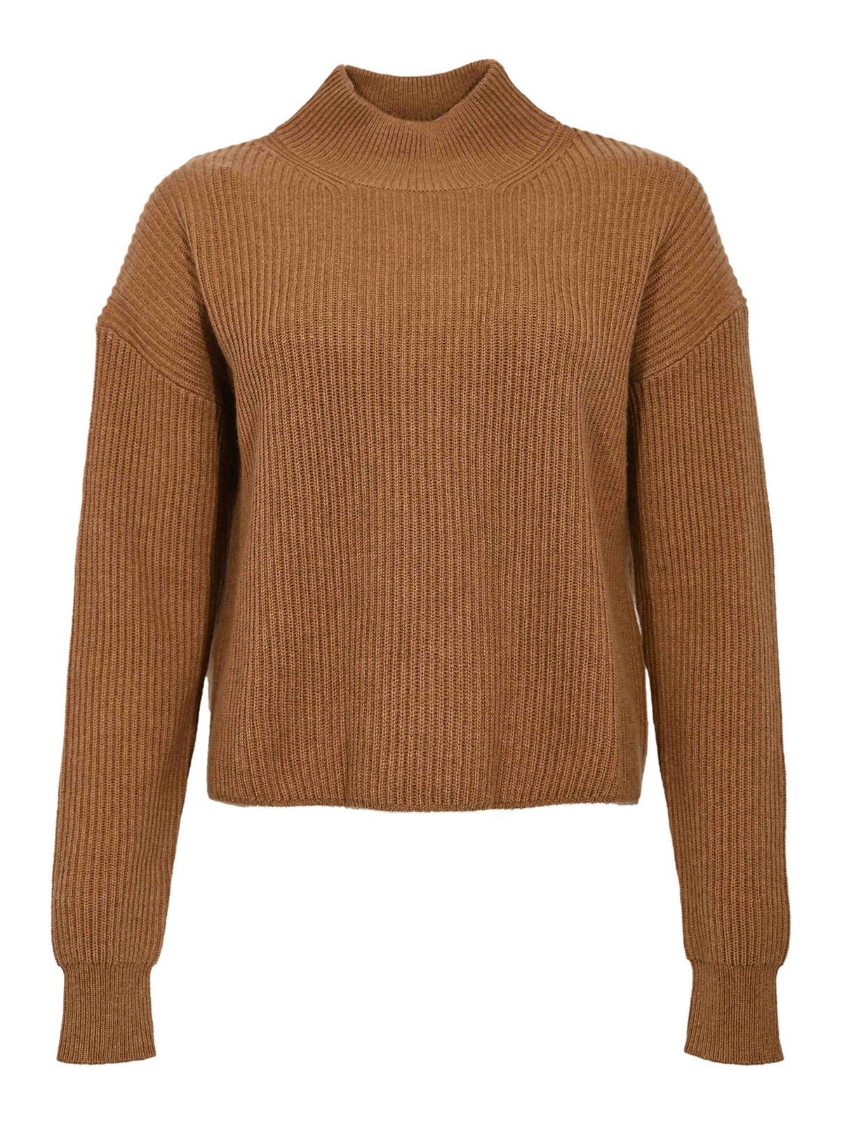 Max Mara Fuffy Ribbed Wool And Cashmere Sweater In Brown
