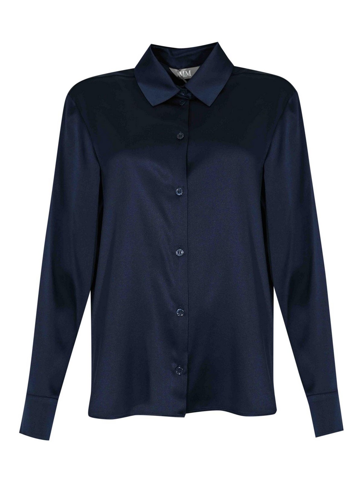 Max Mara Verve Silk Satin Shirt In Blue