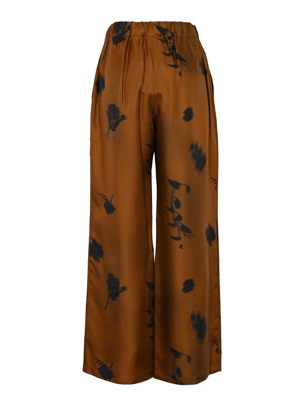 Max Mara Helga Trousers In Printed Silk In Brown