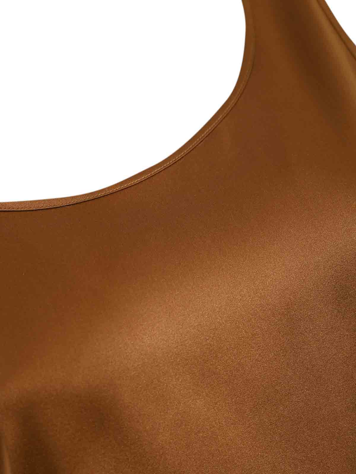 Max Mara Pan Camisole In Silk Satin In Brown