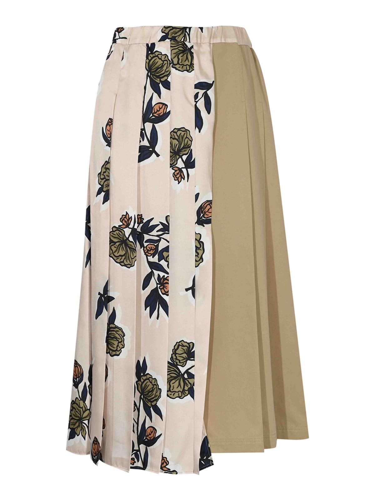 Weekend Max Mara Etra Pleated Skirt In Patterned Twill In Sand