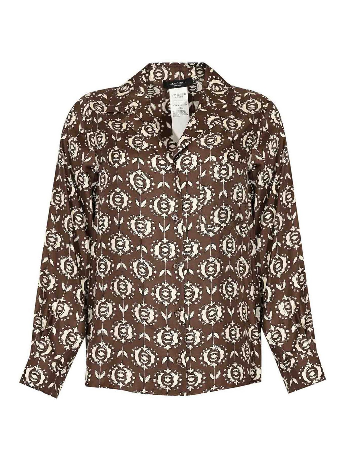 Weekend Max Mara Oncia Printed Silk Pajama Shirt In Brown