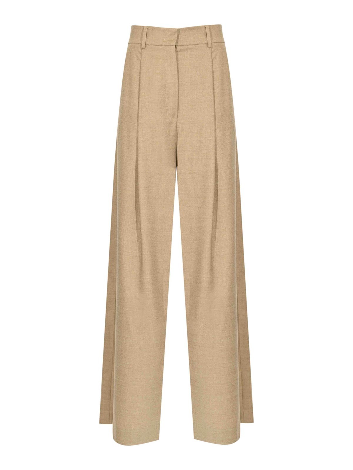 Weekend Max Mara Globale Palazzo Trousers In Wool Flannel In Neutral