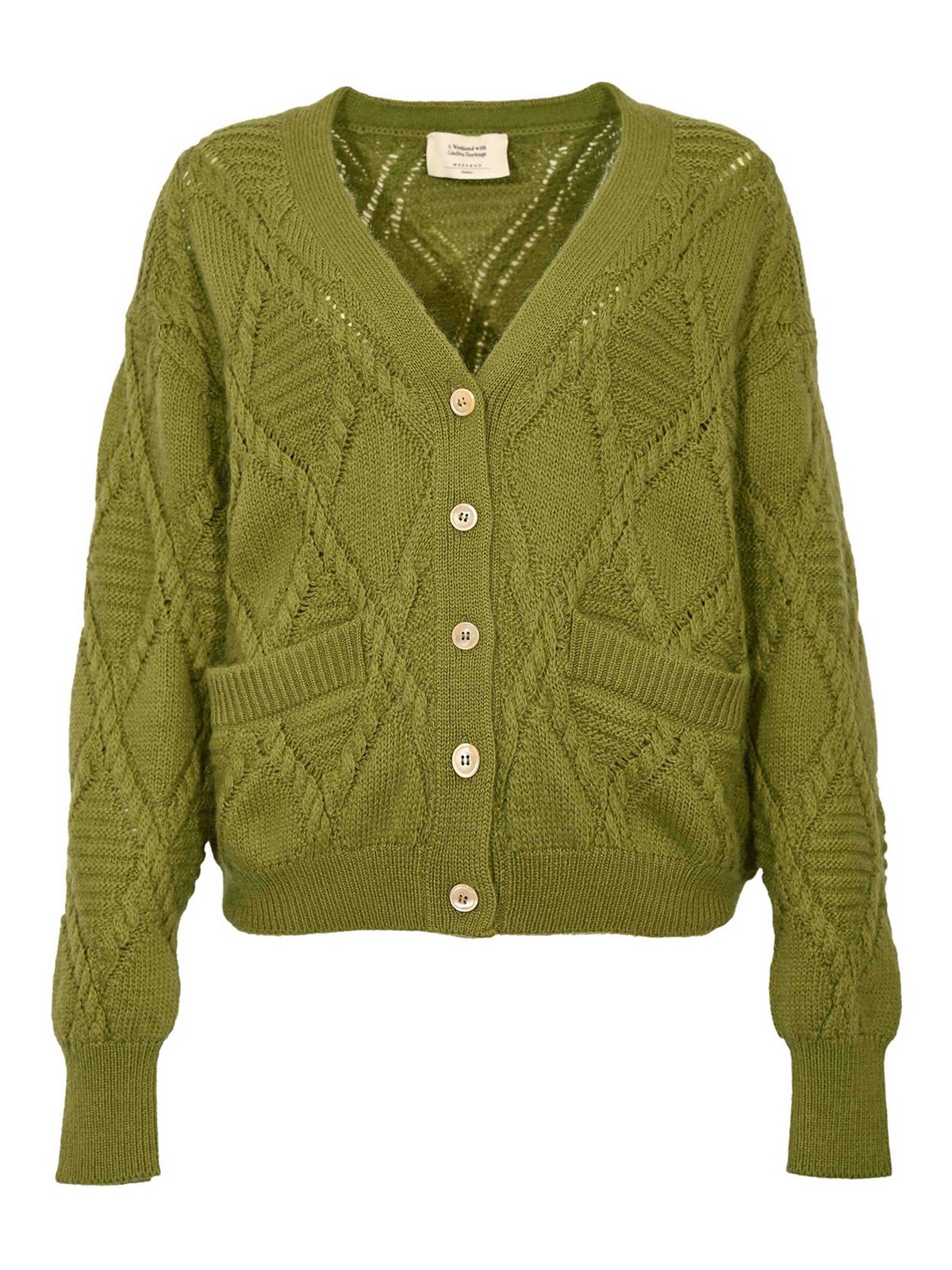 Weekend Max Mara Bolero Cardigan In Mohair Blend Yarn In Green