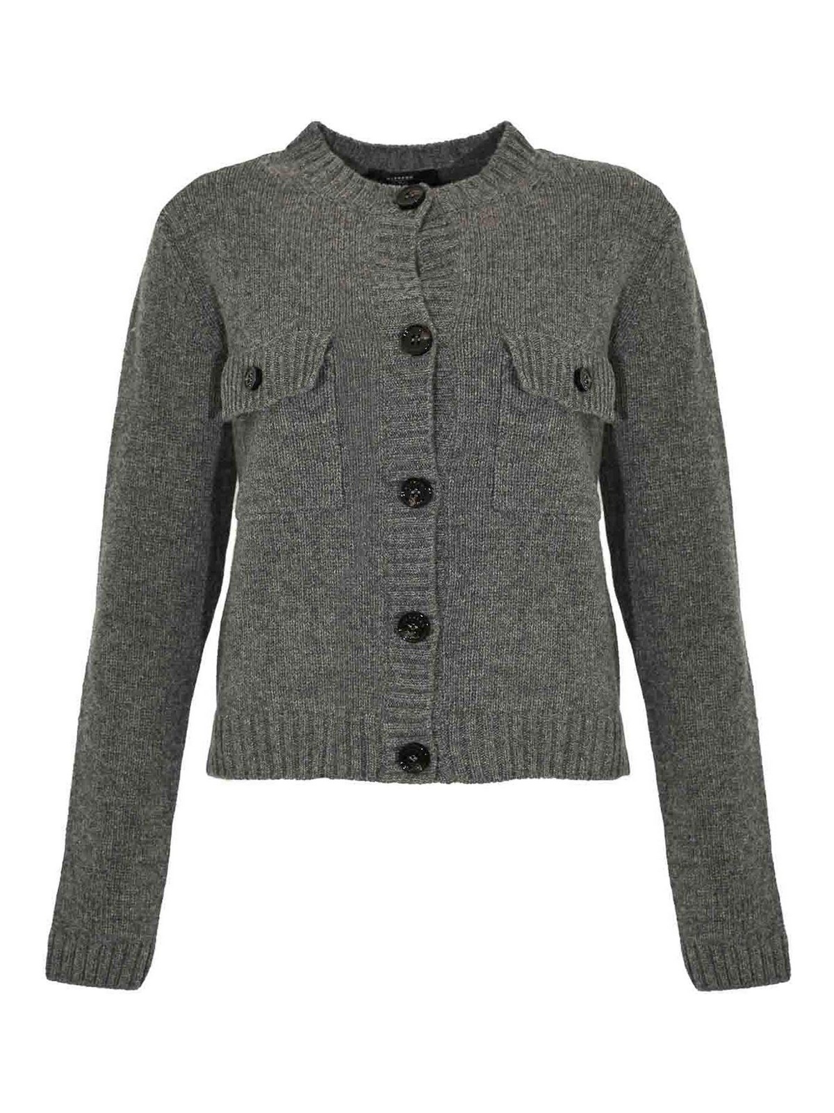 Weekend Max Mara Obbia Wool Knit Cardigan In Gray
