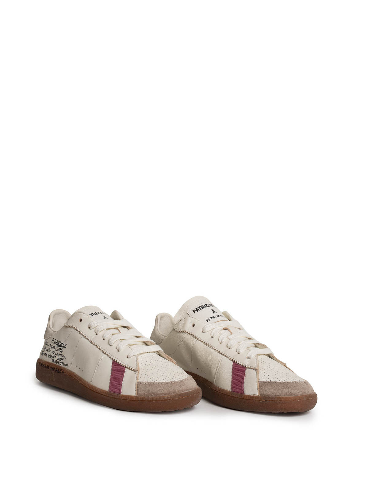 Patrizia Pepe Skin Sneakers In Nappa With Lettering In White