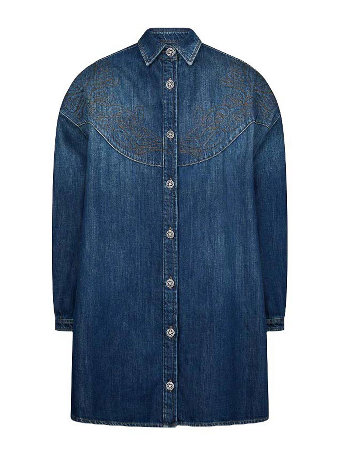 Dondup Fixed Denim Over Dress In Blue
