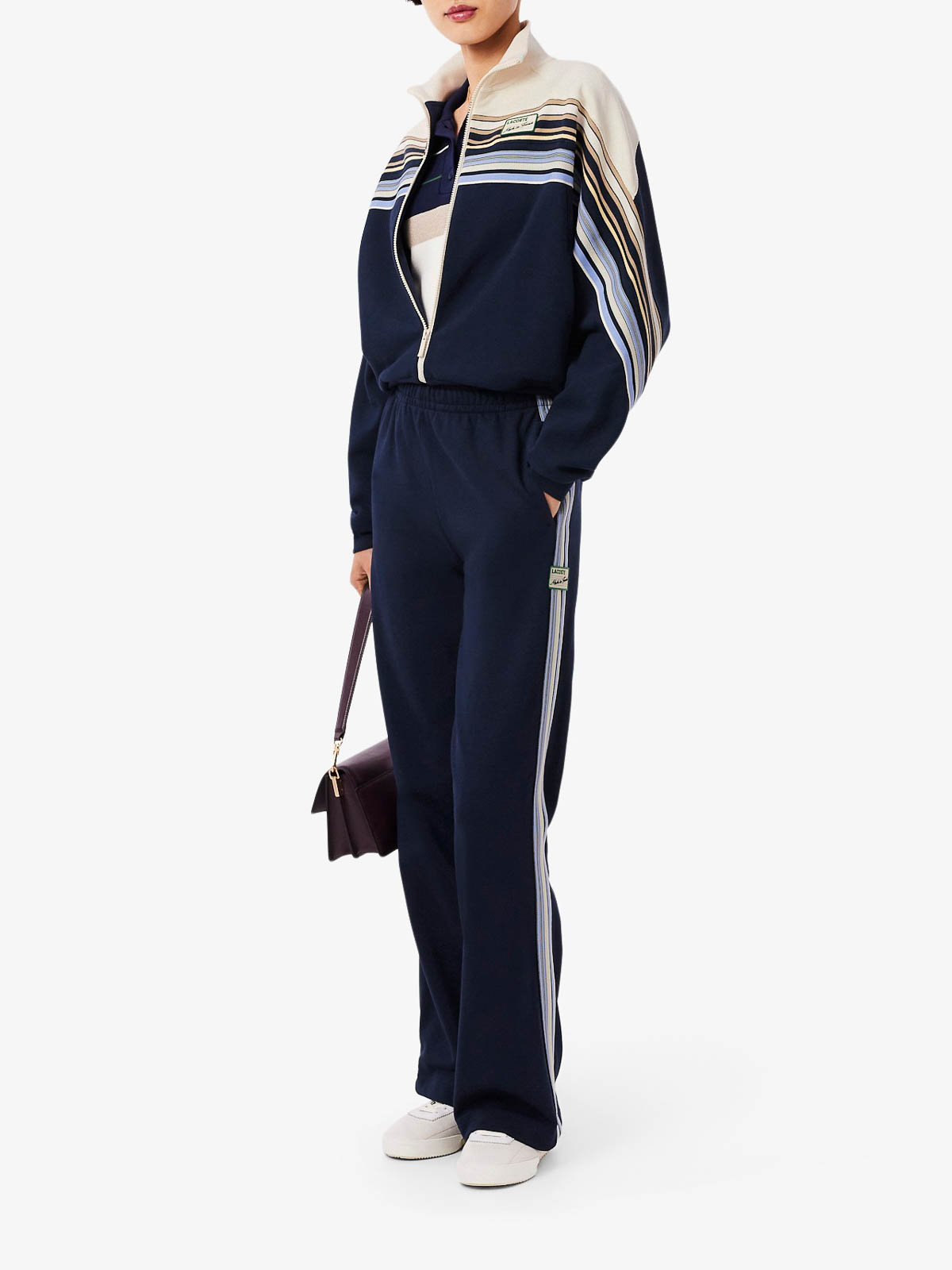 Lacoste Zipper Sweater Made In France In Blue