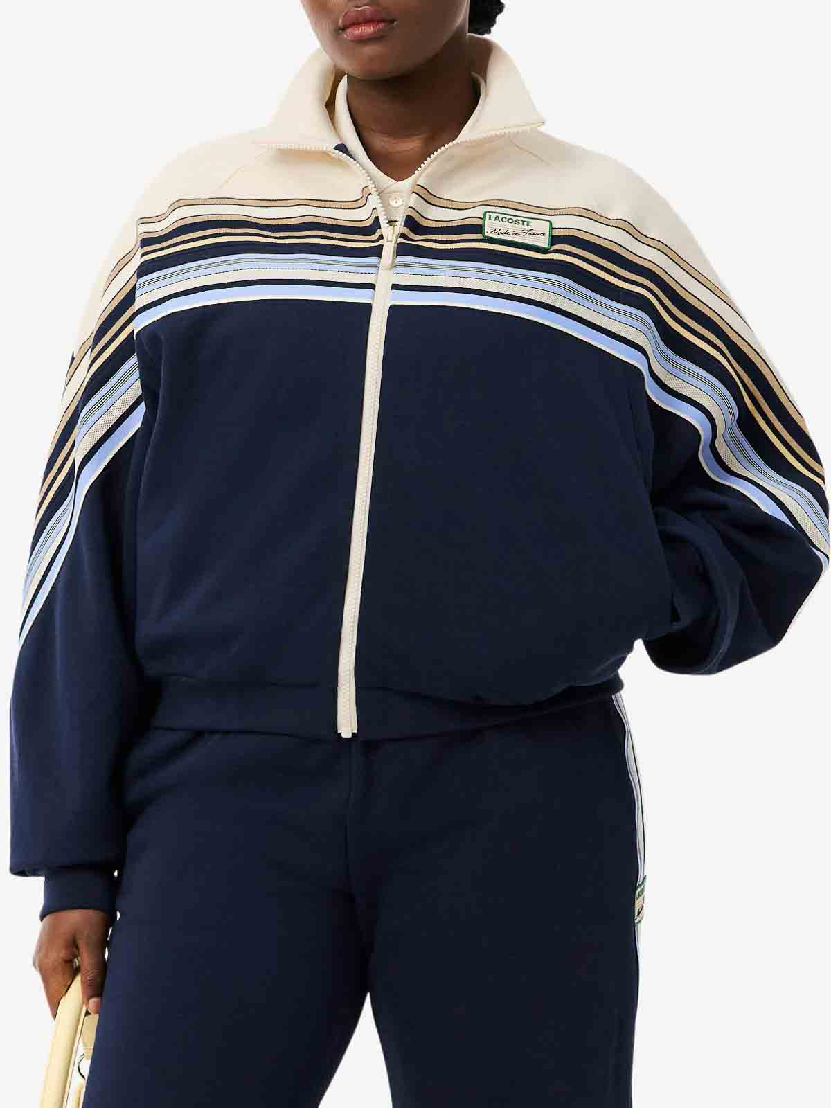 Lacoste Zipper Sweater Made In France In Blue